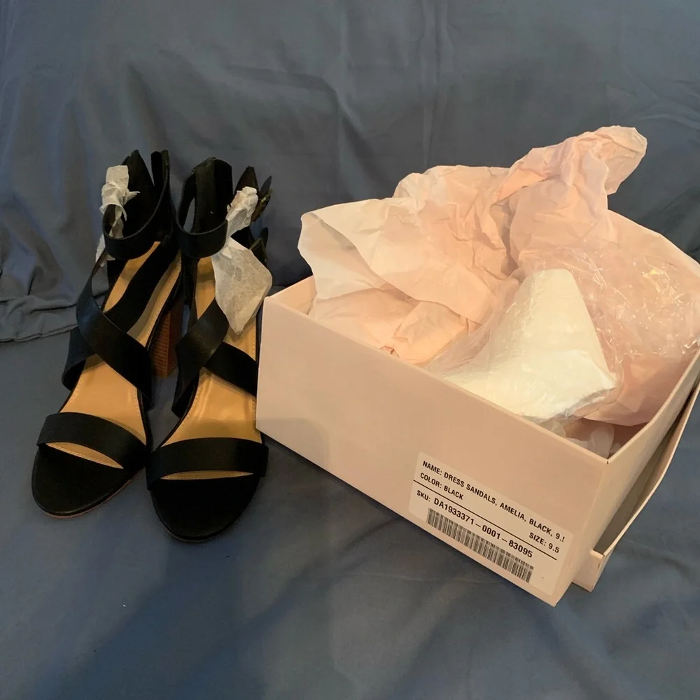 JustFab Black Strappy Block Heel Sandals